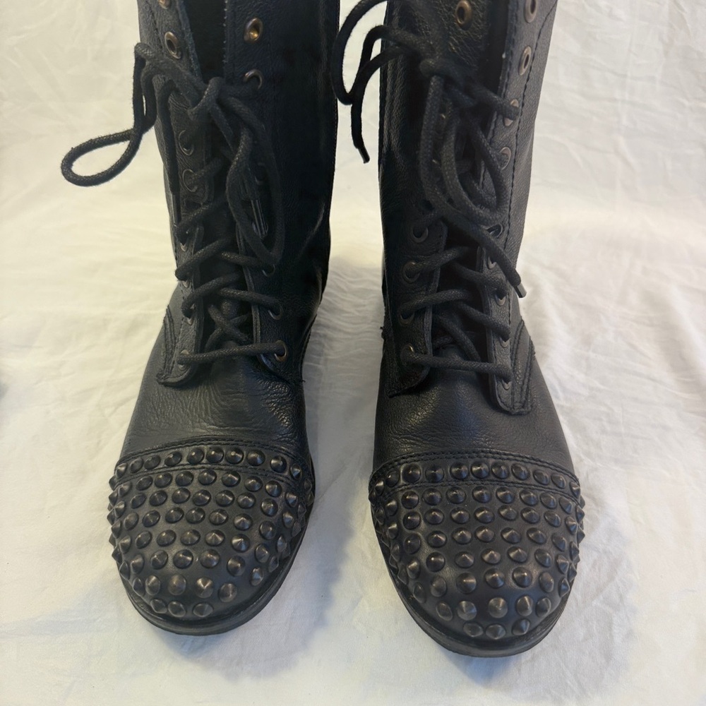 Justice Black Studded Combat Boots
